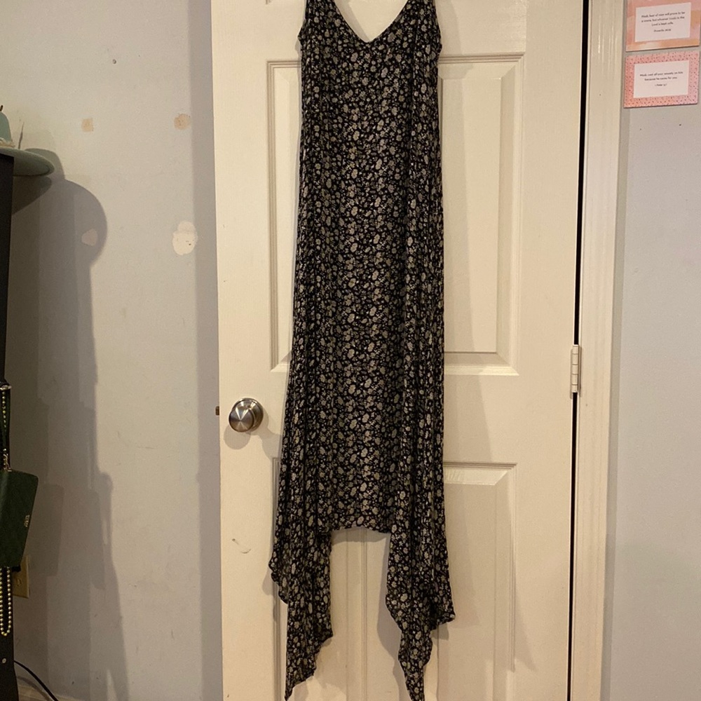 Flower black long maxi dress